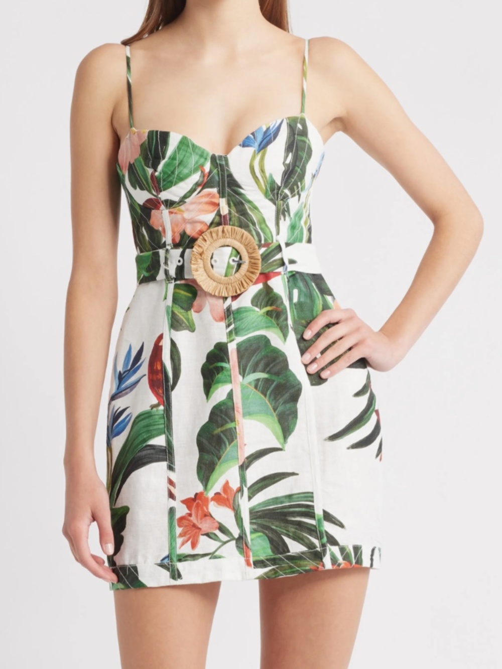Farm Rio Midnight McCaw Fiesta Floral Linen Blend Mini Dress